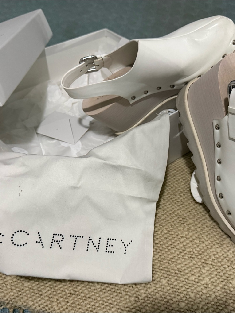 Stella McCartney White Platform Clog Slingback